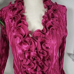 Toffee Apple Fuschia Pink Satin Pleats Ruffles NEW sz Large